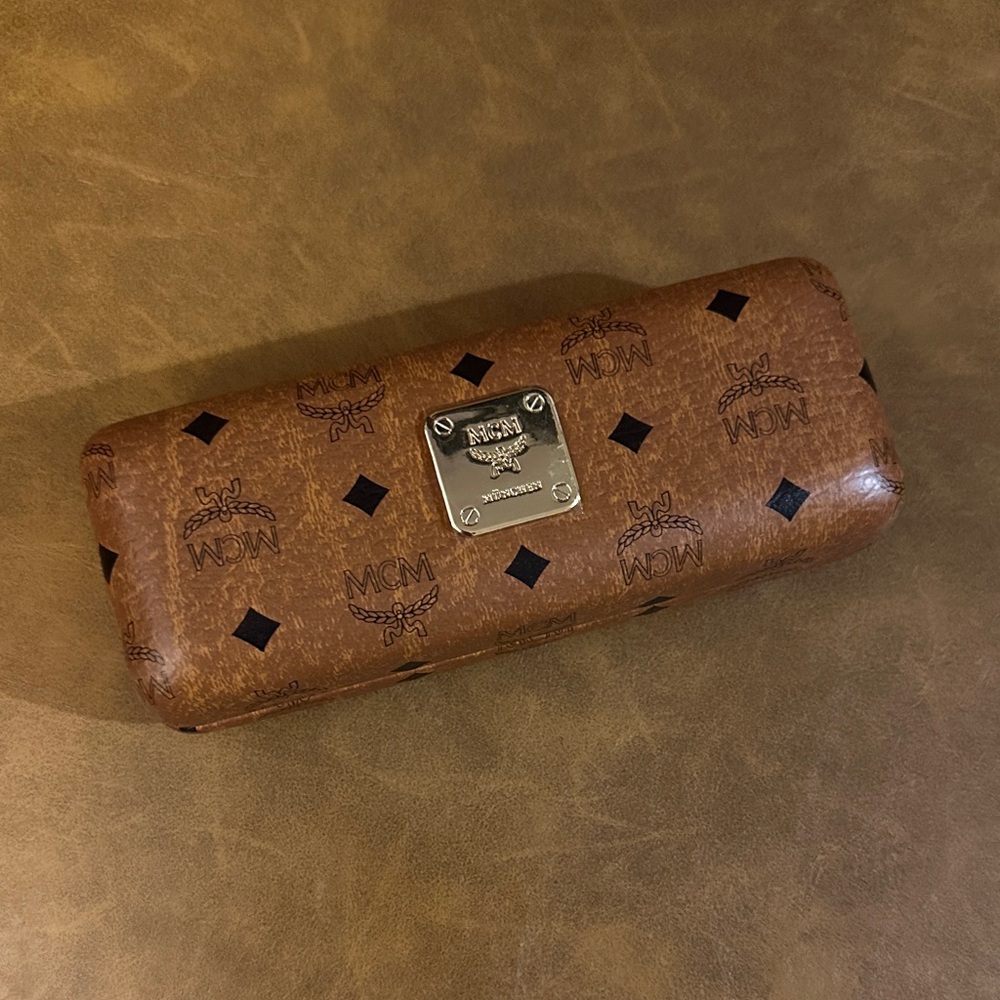 MCM Cognac Monogram Eyeglass Case